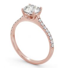 Round Diamond Engagement Ring 18K Rose Gold Solitaire With Side Stones ...