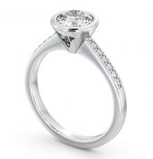 Round Diamond Ring 18K White Gold Solitaire With Side Stones - Adeney ...