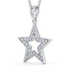Star Shaped Diamond Pendant 18K White Gold - Roxby | Angelic Diamonds