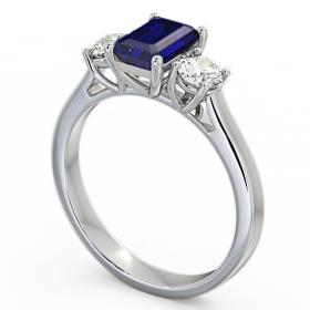Three Stone Blue Sapphire and Diamond 1.15ct Ring 18K White Gold TH14GEM_WG_BS_THUMB1 