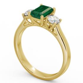 Three Stone Emerald and Diamond 1.00ct Ring 18K Yellow Gold TH14GEM_YG_EM_THUMB1 