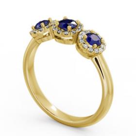 Three Stone Cluster Blue Sapphire and Diamond 0.64ct Ring 18K Yellow Gold TH19GEM_YG_BS_THUMB1 