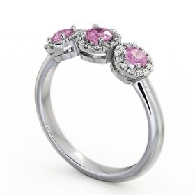 Three Stone Cluster Pink Sapphire and Diamond 0.64ct Ring 18K White Gold TH19GEM_WG_PS_THUMB1 