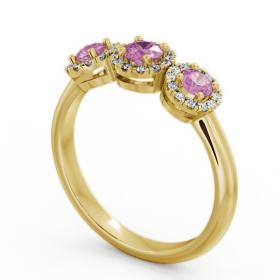 Three Stone Cluster Pink Sapphire and Diamond 0.64ct Ring 18K Yellow Gold TH19GEM_YG_PS_THUMB1 