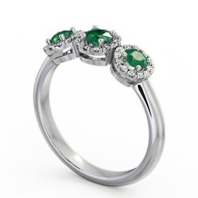Three Stone Cluster Emerald and Diamond 0.55ct Ring 18K White Gold TH19GEM_WG_EM_THUMB1 