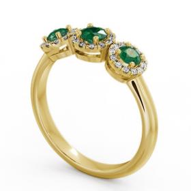 Three Stone Cluster Emerald and Diamond 0.55ct Ring 18K Yellow Gold TH19GEM_YG_EM_THUMB1 