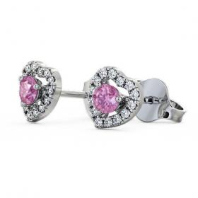Halo Pink Sapphire and Diamond 0.56ct Earrings 18K White Gold GEMERG1_WG_PS_THUMB1 