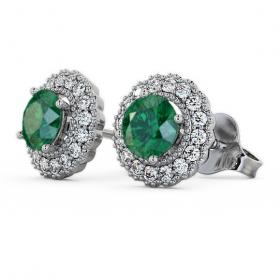 Halo Emerald and Diamond 1.22ct Earrings 18K White Gold GEMERG2_WG_EM_THUMB1 