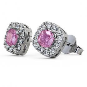 Halo Pink Sapphire and Diamond 1.12ct Earrings 18K White Gold GEMERG3_WG_PS_THUMB1 