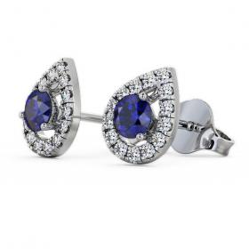 Halo Blue Sapphire and Diamond 0.96ct Earrings 18K White Gold GEMERG4_WG_BS_THUMB1 