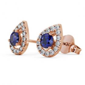 Halo Blue Sapphire and Diamond 0.96ct Earrings 18K Rose Gold GEMERG4_RG_BS_THUMB1 