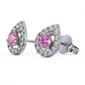 Halo Pink Sapphire and Diamond 0.96ct Earrings 18K White Gold GEMERG4_WG_PS_THUMB1 