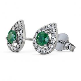 Halo Emerald and Diamond 0.82ct Earrings 18K White Gold GEMERG4_WG_EM_THUMB1 