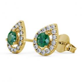 Halo Emerald and Diamond 0.82ct Earrings 18K Yellow Gold GEMERG4_YG_EM_THUMB1 