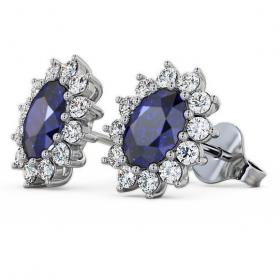 Cluster Blue Sapphire and Diamond 1.60ct Earrings 18K White Gold ERG6GEM_WG_BS_THUMB1 