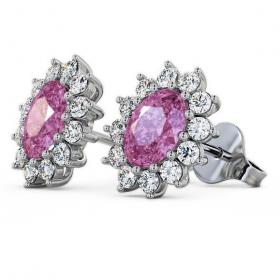 Cluster Pink Sapphire and Diamond 1.60ct Earrings 18K White Gold ERG6GEM_WG_PS_THUMB1 