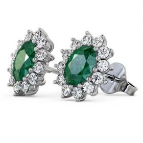 Cluster Emerald and Diamond 1.44ct Earrings 18K White Gold ERG6GEM_WG_EM_THUMB1 