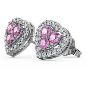 Halo Pink Sapphire and Diamond 1.26ct Earrings 18K White Gold ERG8GEM_WG_PS_THUMB1 