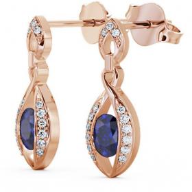 Drop Style Blue Sapphire and Diamond 1.32ct Earrings 18K Rose Gold ERG12GEM_RG_BS_THUMB1 