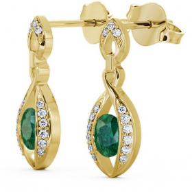 Drop Style Emerald and Diamond 1.16ct Earrings 18K Yellow Gold ERG12GEM_YG_EM_THUMB1 