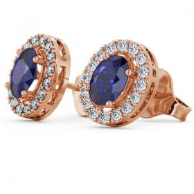 Halo Blue Sapphire and Diamond 1.62ct Earrings 18K Rose Gold ERG17GEM_RG_BS_THUMB1 