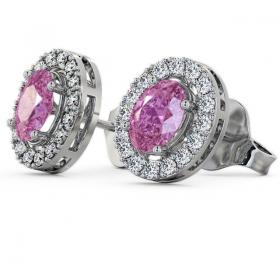 Halo Pink Sapphire and Diamond 1.62ct Earrings 18K White Gold ERG17GEM_WG_PS_THUMB1 