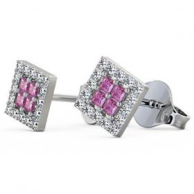 Cluster Pink Sapphire and Diamond 0.26ct Earrings 18K White Gold ERG26GEM_WG_PS_THUMB1 
