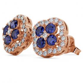 Cluster Blue Sapphire and Diamond 1.54ct Earrings 18K Rose Gold ERG27GEM_RG_BS_THUMB1 