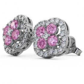 Cluster Pink Sapphire and Diamond 1.54ct Earrings 18K White Gold ERG27GEM_WG_PS_THUMB1 