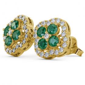 Cluster Emerald and Diamond 1.30ct Earrings 18K Yellow Gold ERG27GEM_YG_EM_THUMB1 