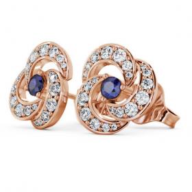 Cluster Blue Sapphire and Diamond 1.19ct Earrings 18K Rose Gold ERG32GEM_RG_BS_THUMB1 