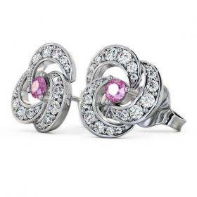 Cluster Pink Sapphire and Diamond 1.19ct Earrings 18K White Gold ERG32GEM_WG_PS_THUMB1 