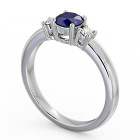 Three Stone Blue Sapphire and Diamond 0.89ct Ring 18K White Gold GEM27_WG_BS_THUMB1 