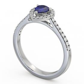 Halo Blue Sapphire and Diamond 0.57ct Ring Platinum GEM19_WG_BS_THUMB1 