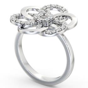 Floral Round Diamond 0.42ct Cocktail Ring 18K White Gold AD3_WG_THUMB1 