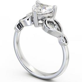 Heart Diamond with Heart Band Engagement Ring Platinum Solitaire ENHE6_WG_THUMB1 