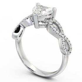Heart Diamond Infinity Style Band Engagement Ring Platinum Solitaire with Channel Set Side Stones ENHE7_WG_THUMB1 