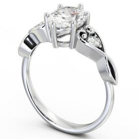 Oval Diamond with Heart Band Engagement Ring 18K White Gold Solitaire with Channel Set Side Stones ENOV11S_WG_THUMB1 