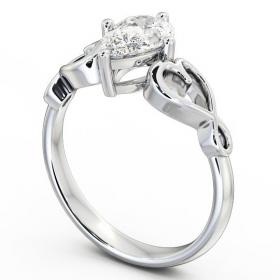 Pear Diamond with Heart Band Engagement Ring 18K White Gold Solitaire ENPE7_WG_THUMB1 