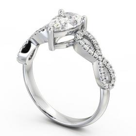 Pear Diamond Infinity Style Band Engagement Ring 18K White Gold Solitaire with Channel Set Side Stones ENPE8_WG_THUMB1 