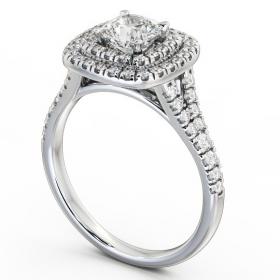 Halo Cushion Diamond Double Row Engagement Ring 18K White Gold ENCU7_WG_THUMB1 