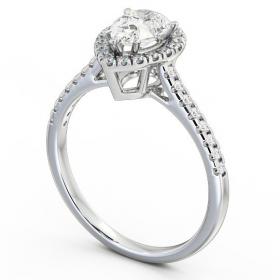 Halo Pear Diamond High Setting Engagement Ring 18K White Gold ENPE11_WG_THUMB1 