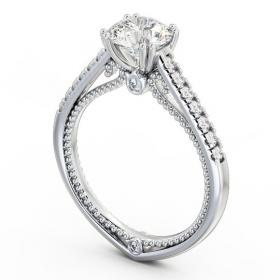 Round Diamond Unique Vintage Style Engagement Ring 9K White Gold Solitaire with Channel Set Side Stones ENRD80_WG_THUMB1 
