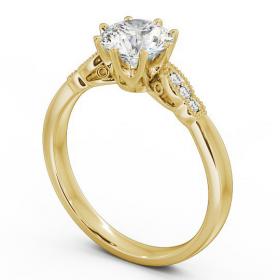 Round Diamond 8 Prong Engagement Ring 9K Yellow Gold Solitaire with Channel Set Side Stones ENRD81_YG_THUMB1 