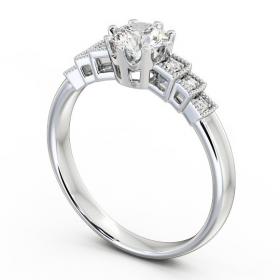 Vintage Round Diamond Engagement Ring 18K White Gold Solitaire FV25_WG_THUMB1 
