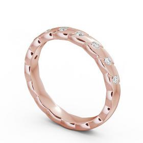 Ladies 0.08ct Round Diamond Rippled Edge Wedding Ring 18K Rose Gold WBF14_RG_THUMB1 