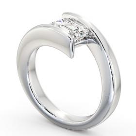 Emerald Diamond Sweeping Tension Set Engagement Ring 18K White Gold Solitaire ENEM14_WG_THUMB1 