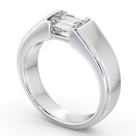 Emerald Diamond Tension East West Design Engagement Ring 18K White Gold Solitaire ENEM16_WG_THUMB1 