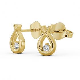 Drop Round Diamond Ribbon Design Earrings 9K Yellow Gold ERG78_YG_THUMB1 