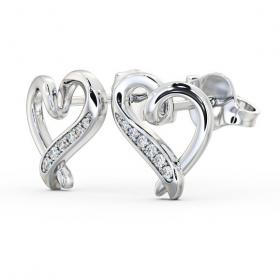 Heart Style Round Diamond Channel Set Earrings 9K White Gold ERG80_WG_THUMB1 